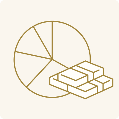 円グラフとお金のイラスト